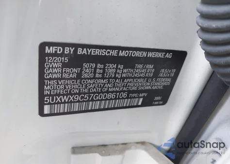 2016 BMW X3 xDrive28I from USA, damaged, VIN 5UXWX9C57G0D86106